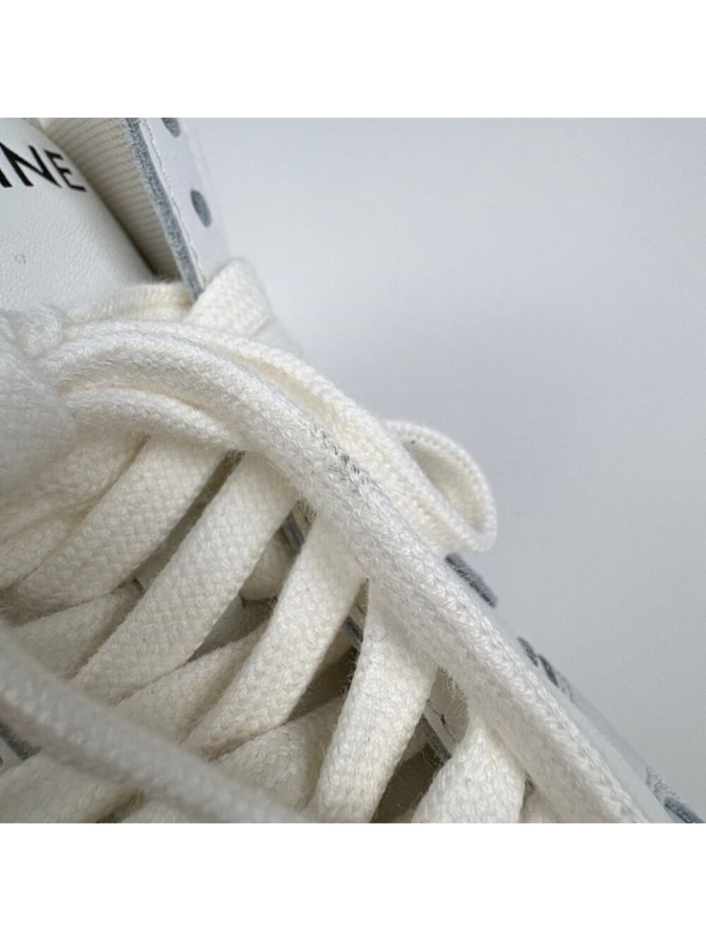Celine CT 01 Lace Up High Cut Sneakers Logo Shoes Leather White - Picture 7 of 9